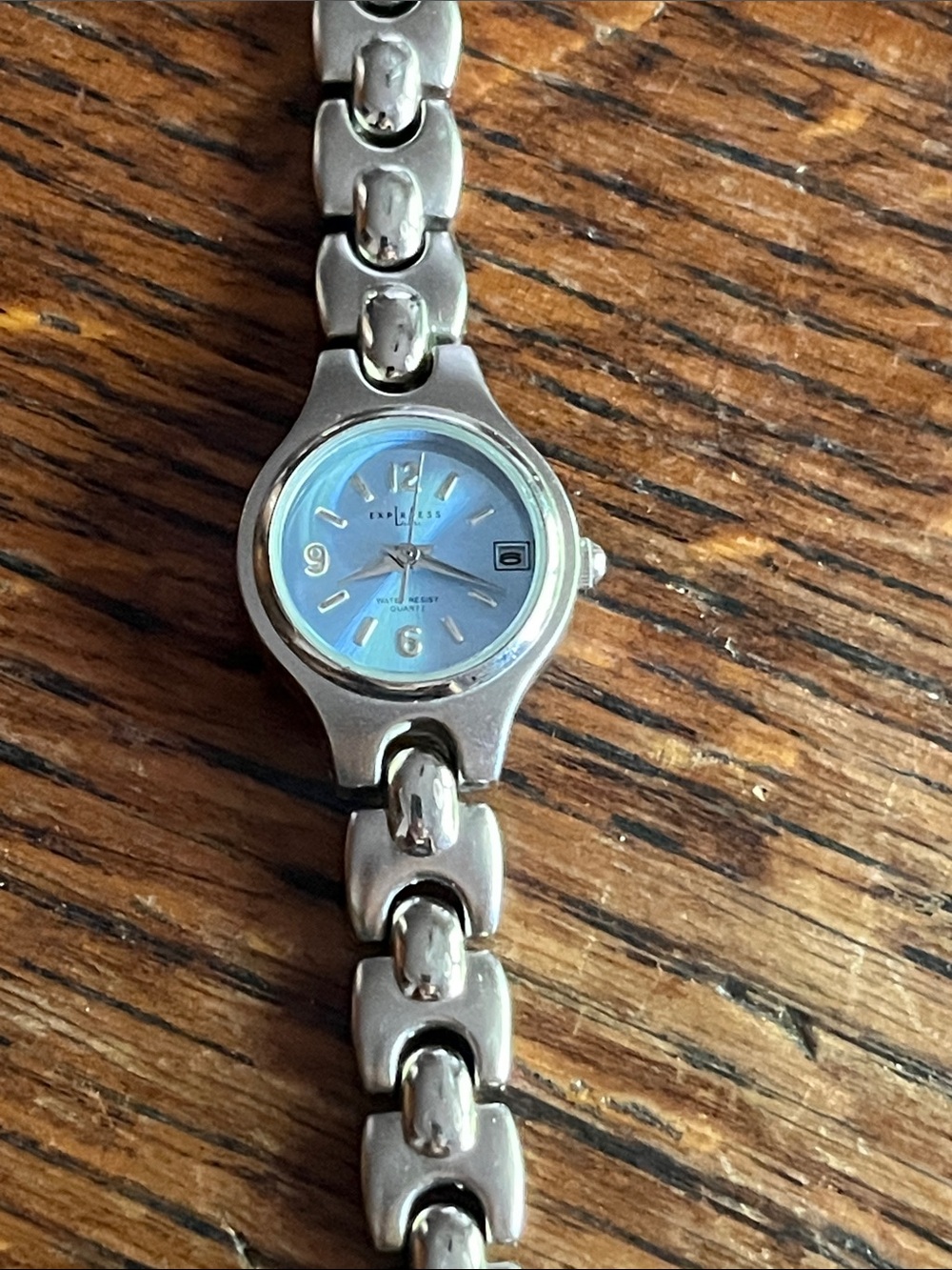 LA Express Silver-Tone Bracelet Watch with Light Blue Dial